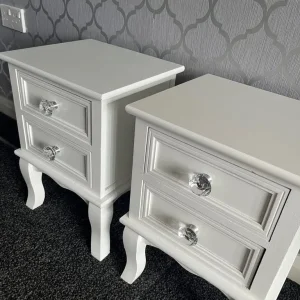 Pair of White Wooden Bedside Tables - Image 4