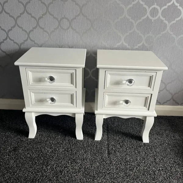 Pair of White Wooden Bedside Tables