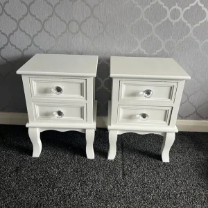 Pair of White Wooden Bedside Tables
