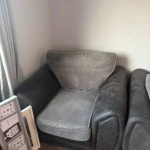 Grey Fabric 3-Seater Sofa with Matching Armchair - Image 2