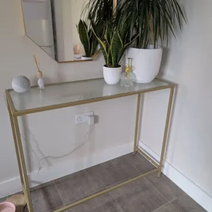 Brushed Gold Metal & Glass Sideboard