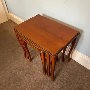 Cherry Wood Nest of Tables with Curved Legs - Image 2