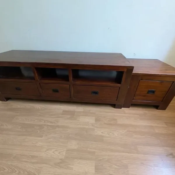 Solid Oak TV Unit and Side Table