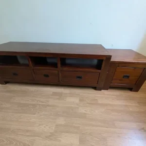 Solid Oak TV Unit and Side Table