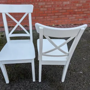 4 IKEA White Ingolf Chairs - Image 2