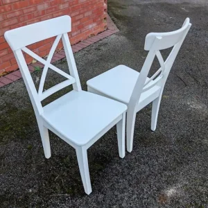 4 IKEA White Ingolf Chairs - Image 3