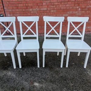 4 IKEA White Ingolf Chairs
