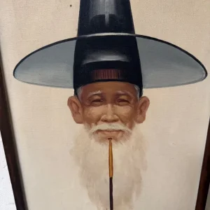 Group of 2 Kyung Suk Giclee Man and Woman Oil Paintings on Canvas - Image 2