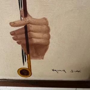 Group of 2 Kyung Suk Giclee Man and Woman Oil Paintings on Canvas - Image 3