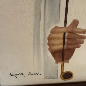 Group of 2 Kyung Suk Giclee Man and Woman Oil Paintings on Canvas - Image 5