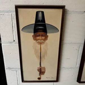 Group of 2 Kyung Suk Giclee Man and Woman Oil Paintings on Canvas - Image 6