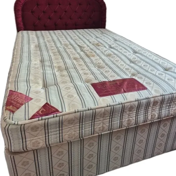 Double Divan Bed With Vintage Buttoned Headboard And Orthopedic Mattress