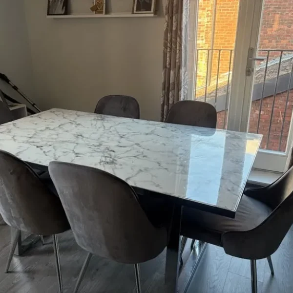 Dining room table with six chairs
