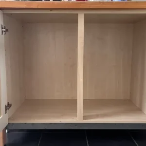 Kitchen island with butcher block top and storage - Image 4