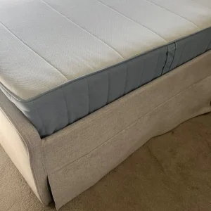 2 x Upholstered bed frame, Kilanda light beige/Luröy, Standard Single - Image 2