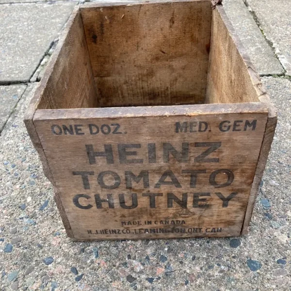 Antique H J Heinz wooden tomato chutney box