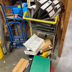 Lever arch folders and brown envelopes