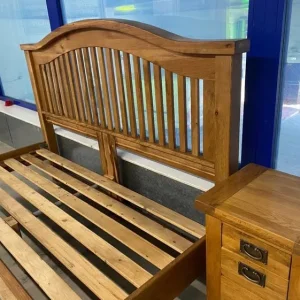 Rustic Solid Oak Super King Size Bed with Blanket Box and Bedside - Image 4