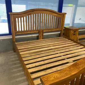 Rustic Solid Oak Super King Size Bed with Blanket Box and Bedside - Image 7