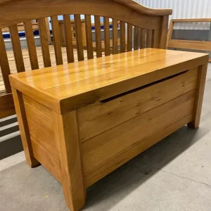 Rustic Solid Oak Super King Size Bed with Blanket Box and Bedside - Image 8