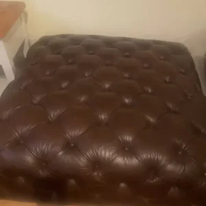 Extra Large Brown Leather Studded Footstool - Image 3