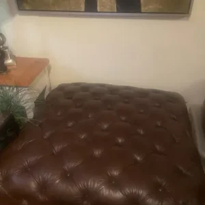 Extra Large Brown Leather Studded Footstool - Image 4