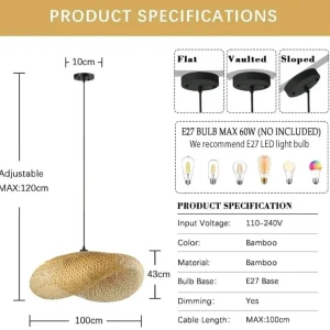 Schindora Bamboo Ceiling Pendant Light 100cm - Image 2