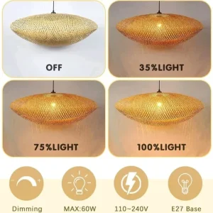 Schindora Bamboo Ceiling Pendant Light 100cm - Image 7