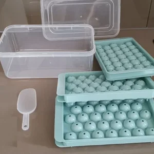 3x round ice cube trays with box and scoop, as NEW - Image 2