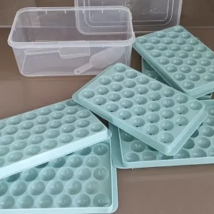 3x round ice cube trays with box and scoop, as NEW - Image 3