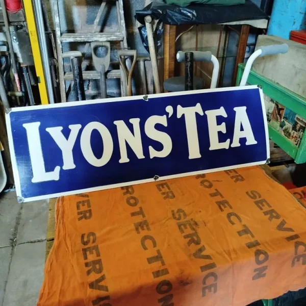 Large Vintage Lyons Tea Enamel Sign