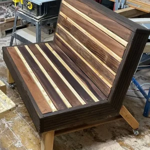 Sun Lounger Bench on Wheels made from hardwood pallet