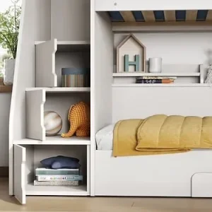 🛏 Flair Slick Staircase Bunk Bed with Storage – White - Image 3