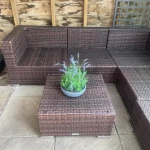 Garden corner sofa set, rattan, no cushions - Image 2