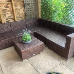 Garden corner sofa set, rattan, no cushions - Image 3