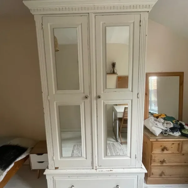 White wooden wardrobe