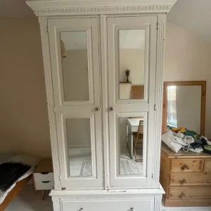 White wooden wardrobe
