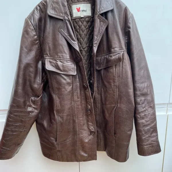 Men’s brown leather coat