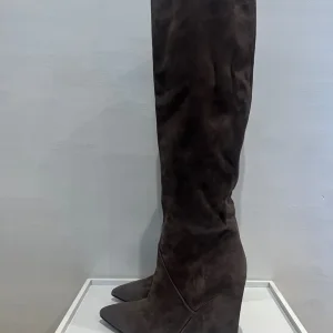 Saint Laurent Suede Boots - Road Grey, Knee-High, Never Worn - Image 5
