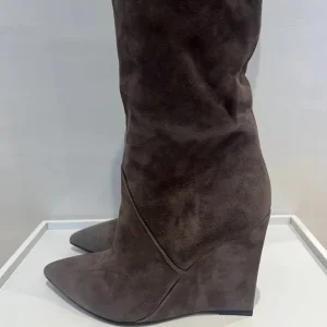 Saint Laurent Suede Boots - Road Grey, Knee-High, Never Worn - Image 6