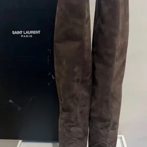 Saint Laurent Suede Boots - Road Grey, Knee-High, Never Worn - Image 8