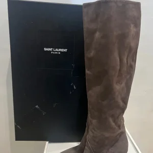 Saint Laurent Suede Boots - Road Grey, Knee-High, Never Worn