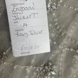 Enzoani size 14 ivory silver wedding bolero - Image 6