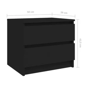 Bed Cabinets 2 pcs Black 50x39x43.5 cm Engineered Wood - Image 4