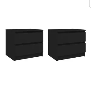 Bed Cabinets 2 pcs Black 50x39x43.5 cm Engineered Wood