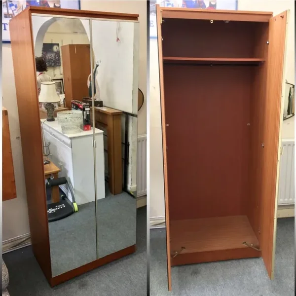 Double Mirror Wardrobe with Shelf / L77cm x D54cm x H193cm