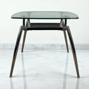 Mid Century Chrome and Glass Coffee Table with Quadripod Base - Image 2