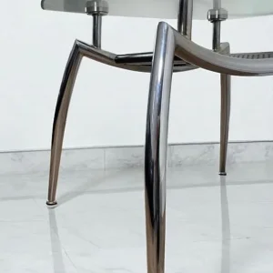 Mid Century Chrome and Glass Coffee Table with Quadripod Base - Image 5