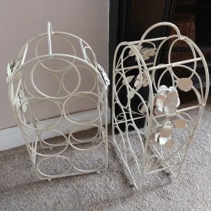 Two Floral French Style Cream Wine Racks - Image 3