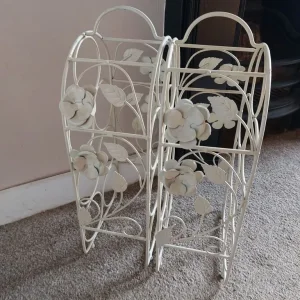 Two Floral French Style Cream Wine Racks - Image 4